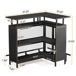 Tribesigns Home Bar Unit, L-Shaped Bar Table with Stemware Racks and 2-Tier Shelves, Corner Mini Coffee Liquor Cabinet with Footrest for Home/Kitchen/Pub, Black