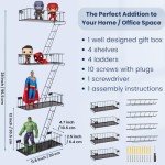 KOTIJOKI Fire Escape Ladder Shelf - New York Inspired 4 Tier Metal Shelf with Screws & Screwdriver, for Home Décor Organizer and Action Figure Display