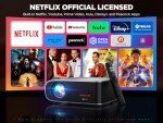 [Netflix Officially/Auto Focus] Smart Projector with 5G WiFi and Bluetooth, DBPOWER Native 1080p Projector Built-in Netflix, Youtube, Hulu, Disney+, Peacock Apps, 500ANSI Movie Projector Dolby