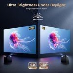 [1000 ANSI & Audio by DBX-TV] Alvar 4K Projector with WiFi 6 and Bluetooth, NetfIix Certified & DoIby Audio, Auto Focus and Auto Keystone Native 1080P Smart Projector with HDR10+, 30W Speakers, Black