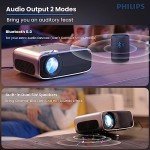 PHILIPS Android TV Projector with Apps and 5G WiFi Bluetooth - Smart Projector Built-in Netflix, YouTube, Outdoor Movie Projector 4D 4P Keystone, Zoom, Compatible w/ iOS/Android/Xbox/PS4/TV Stick/HDMI