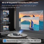 PHILIPS Android TV Projector with Apps and 5G WiFi Bluetooth - Smart Projector Built-in Netflix, YouTube, Outdoor Movie Projector 4D 4P Keystone, Zoom, Compatible w/ iOS/Android/Xbox/PS4/TV Stick/HDMI
