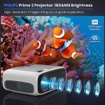 PHILIPS Android TV Projector with Apps and 5G WiFi Bluetooth - Smart Projector Built-in Netflix, YouTube, Outdoor Movie Projector 4D 4P Keystone, Zoom, Compatible w/ iOS/Android/Xbox/PS4/TV Stick/HDMI