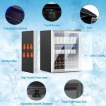 Erivess Beverage Refrigerator, 1.6 Cubic Feet/70 Can Fridge for Soda Beer or Wine with Adjustable Shelve & LED Display, Drink Dispenser for Home/Bar/Office(Silver)