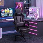 Ergonomic Gaming Chair with Footrest & Massage Support