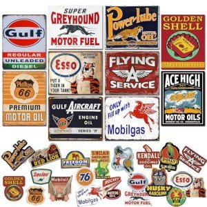 MKHJLCXW 10Pcs Vintage Garage Signs For Men Wall Decorations Old Car Shop Posters Oil And Gas Station Sign Man Cave Decor,Posters For Room Aesthetic,Retro Wall Collage Kit Aesthetic Pictures,Vintage