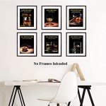 Motivational Quote Posters Wine Glass Wall Art, My Man Cave My Rules Wall Art, Modern Wine Whisky Cigarette Canvas Prints for Kitchen Dining Room Bedroom Office Decor, Set of 6 (8"X10" Unframed)