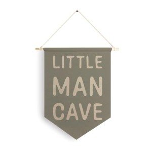 Qpenm Little Man Cave Hanging Wall Canvas Banner, Kids Playroom Hanging Pennant Flag Prints, Nursery Boy Wall Decor, Baby Boy Wall Art poster&prints