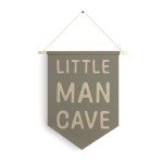 Qpenm Little Man Cave Hanging Wall Canvas Banner, Kids Playroom Hanging Pennant Flag Prints, Nursery Boy Wall Decor, Baby Boy Wall Art poster&prints