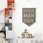 Qpenm Little Man Cave Hanging Wall Canvas Banner, Kids Playroom Hanging Pennant Flag Prints, Nursery Boy Wall Decor, Baby Boy Wall Art poster&prints