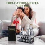 Cocktail Shaker Set, 23-Piece Stainless Steel Bartender Kit with Acrylic Stand & Cocktail Recipes Booklet, Professional Bar Tools for Drink Mixing, Home, Bar, Party (Include 4 Whiskey Stones)