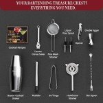 Baraiso Bar Set Cocktail Shaker Set, Mixology Bartender Kit with Durable Stainless Steel, Cocktail Shaker Set and Bar Accessories with Wooden Box, Bar Kits for Bartender Home