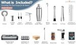 HMYBAR 29pc-Mixology Bartender kit | Cocktail Shaker Set (24oz/700ml) | Bar Set | Bar Tool Set | Whiskey Smoker Set with 39-Recipe Cocktail Cards, Bamboo Stand Black Color, Silver Tools