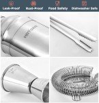 HMYBAR 29pc-Mixology Bartender kit | Cocktail Shaker Set (24oz/700ml) | Bar Set | Bar Tool Set | Whiskey Smoker Set with 39-Recipe Cocktail Cards, Bamboo Stand Black Color, Silver Tools