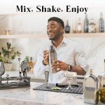 Mixology Bartender Kit Bar Set | 16-Piece Cocktail Shaker Set | Martini Barware Mixing Tools for Home Bartending | Incl. 35 Recipe Cards | Gift Set (24oz Cobbler Shaker, Graphite Stand/Gray Tools)