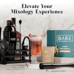 BARE BARREL® Mixology Bartender Kit Bar Set | 14-Piece Cocktail Shaker Set | Martini Barware Mixing Tools for Home Bartending | 35 Recipe Cards | Gift Set (24oz Cobbler Shaker, Jet Black/Black)