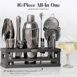 Mixology Bartender Kit Bar Set | 16-Piece Cocktail Shaker Set | Martini Barware Mixing Tools for Home Bartending | Incl. 35 Recipe Cards | Gift Set (24oz Cobbler Shaker, Graphite Stand/Gray Tools)