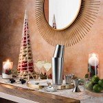Expert Cocktail Shaker Home Bar Set - 14 Piece Stainless Steel Bar Tools Kit with Shaking Tins, Flat Bottle Opener, Double Bar Jigger, Hawthorne Strainer, Shot Glasses, Bar Spoon, and 6 Pour Spouts.