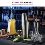 Expert Cocktail Shaker Home Bar Set - 14 Piece Stainless Steel Bar Tools Kit with Shaking Tins, Flat Bottle Opener, Double Bar Jigger, Hawthorne Strainer, Shot Glasses, Bar Spoon, and 6 Pour Spouts.
