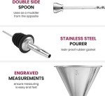 Expert Cocktail Shaker Home Bar Set - 14 Piece Stainless Steel Bar Tools Kit with Shaking Tins, Flat Bottle Opener, Double Bar Jigger, Hawthorne Strainer, Shot Glasses, Bar Spoon, and 6 Pour Spouts.