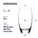 Luigi Bormioli Crescendo 20-Ounce Tumblers, Set Of 4, Crystal SON-hyx Glass, Made In Italy.