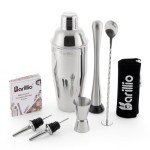 Barillio Mixology Bartender Kit - 8-Pc Stainless-Steel Travel Cocktail Shaker Set with Bag - Bar Tools Set w/Martini Shaker, Drink Mixer Spoon & Mojito Muddler for Cocktails - Bar & Bartending Kit