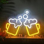 Woanger Beer Lights Neon Signs Beer Light up Signs LED USB Operated Man Cave Gifts for Men Beer Mug Light up Wall Decor for Bar Nightclub Cafe Pub Hotel Garage
