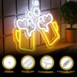 Woanger Beer Lights Neon Signs Beer Light up Signs LED USB Operated Man Cave Gifts for Men Beer Mug Light up Wall Decor for Bar Nightclub Cafe Pub Hotel Garage