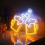 Woanger Beer Lights Neon Signs Beer Light up Signs LED USB Operated Man Cave Gifts for Men Beer Mug Light up Wall Decor for Bar Nightclub Cafe Pub Hotel Garage