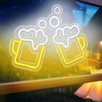 Woanger Beer Lights Neon Signs Beer Light up Signs LED USB Operated Man Cave Gifts for Men Beer Mug Light up Wall Decor for Bar Nightclub Cafe Pub Hotel Garage