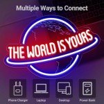The World is Yours Neon Sign, Remote Dimmer Planet LED Neon Light Lamp for Wall Decor, USB Power for Man Cave Home Bar Bistro Club Cafe Wedding Game Room Bedroom Birthday Gift Graduation Party