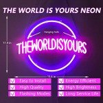 Moodlion The World Is Yours Neon Sign, Neon Signs for Wall Decor, Neon Dimmable Blue LED Signs Bedroom, Neon Planet Light Up Signs Home Accessories Man Cave Beer Bar Wedding Birthday Party Decor Gift