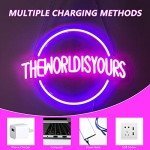 Moodlion The World Is Yours Neon Sign, Neon Signs for Wall Decor, Neon Dimmable Blue LED Signs Bedroom, Neon Planet Light Up Signs Home Accessories Man Cave Beer Bar Wedding Birthday Party Decor Gift