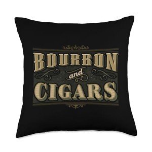 Bourbon And Cigars For Cigar Lover Smoking Whiskey Drinking Throw Pillow
