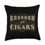 Bourbon And Cigars For Cigar Lover Smoking Whiskey Drinking Throw Pillow