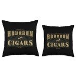 Bourbon And Cigars For Cigar Lover Smoking Whiskey Drinking Throw Pillow