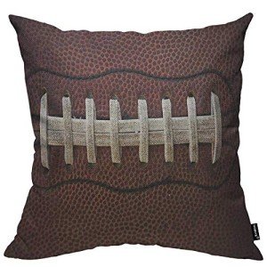 HOSNYE American Football Cotton Linen Throw Pillow Case Laces Detail Closeup Ball Pillow Cushion Covers Home Sofa Decorative 18 X 18 Inch