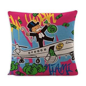 ANAFE Money Bags Linen Throw Pillow Covers18x18 Inch Meme Pillowcase for College Dorm Room Decor,Man Cave,Parties,Gift (Money Bag)