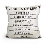 IHopes+ Rustic Inspirational Quotes Pillow Covers - 7 Rules of Life Pillow Case Cushion Cover for Sofa Couch Dorm Room Home Decor Gifts - Best Graduation/Birthday (18”x 18”Inch)