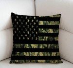 Swono Throw Pillow Case American Flag with Camouflage Cotton Linen Square Cushion Cover Standard Pillowcase for Men Women Home Decorative Sofa Armchair Bedroom Livingroom 18 x 18 inch