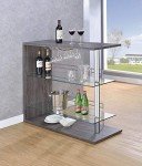 Coaster Furniture Coaster Contemporary Rectangular Bar Unit with 2 Shelves and Wine Holder Weathered Grey and Chrome 100156