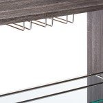 Coaster Furniture Coaster Contemporary Rectangular Bar Unit with 2 Shelves and Wine Holder Weathered Grey and Chrome 100156