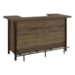 MAKLAINE 71" x 28" Farmhouse Wood Rectangle Storage Bar Unit with Multiple Storage Shelves, Plastic Glide, Assembly Required, for Kitchen and Dining, in Rustic Oak Finish