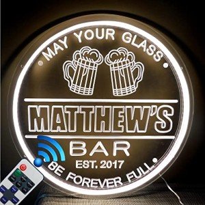 Custom Neon Bar Signs For Home Bar-Personalized Bar Sign for Man Cave Game Room-Neon Beer Signs Bar Decor LED Light Sign-Customized Neon Sign For Wall Decor-Home Bar Signs Light Up Bar Sign For Dad