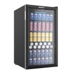 EUHOMY Beverage Refrigerator Cooler, 125 Can Mini Fridge with Glass Door for Soda Beer or Wine, Beverage Cooler for Home, Office, Bar with Adjustable Removable Shelves, Black