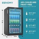 EUHOMY Beverage Refrigerator Cooler, 125 Can Mini Fridge with Glass Door for Soda Beer or Wine, Beverage Cooler for Home, Office, Bar with Adjustable Removable Shelves, Black