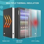 EUHOMY Beverage Refrigerator Cooler, 125 Can Mini Fridge with Glass Door for Soda Beer or Wine, Beverage Cooler for Home, Office, Bar with Adjustable Removable Shelves, Black