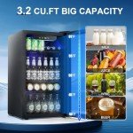 Antarctic Star Beverage Refrigerator -125 Can Mini Fridge for Soda Beer or Wine,Small Drink Dispenser, For Office or Bar with Adjustable Removable Shelves，Convertible Door ，3.2 Cu.Ft.…