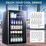 Antarctic Star Beverage Refrigerator -125 Can Mini Fridge for Soda Beer or Wine,Small Drink Dispenser, For Office or Bar with Adjustable Removable Shelves，Convertible Door ，3.2 Cu.Ft.…