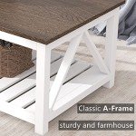 ChooChoo Rustic Farmhouse Coffee Table with Shelf